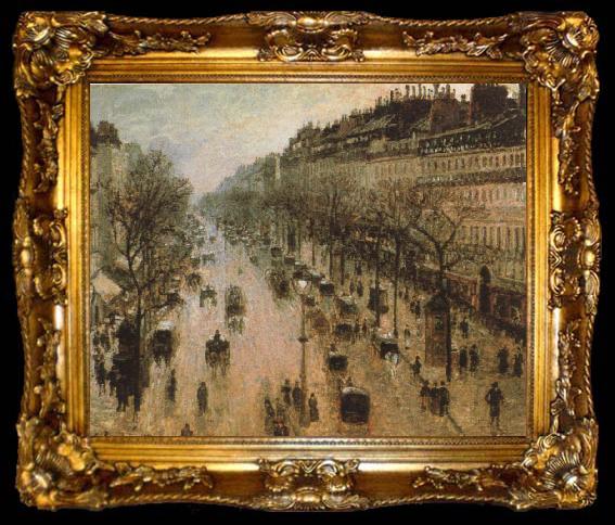 framed  Camille Pissarro The Boulevard Montmartre on a Winter Morning, ta009-2